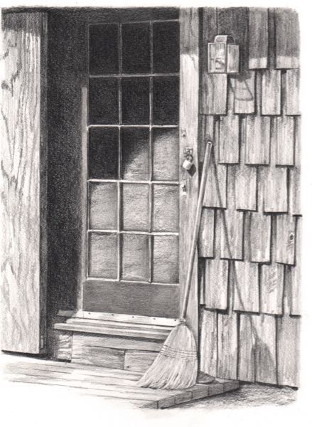 front door pencil drawing
